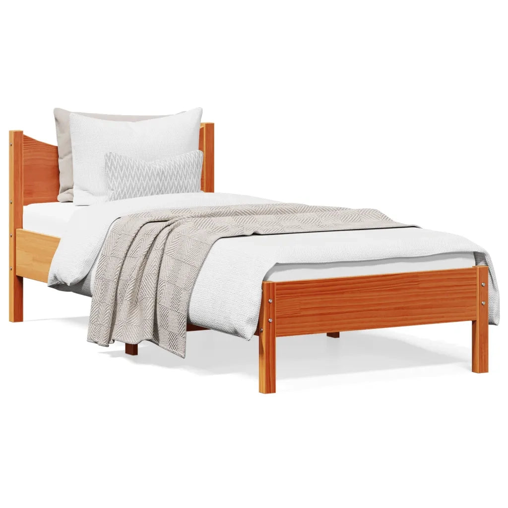 Letto senza Materasso Marrone Cera 90x190 cm in Legno di Pino 844756