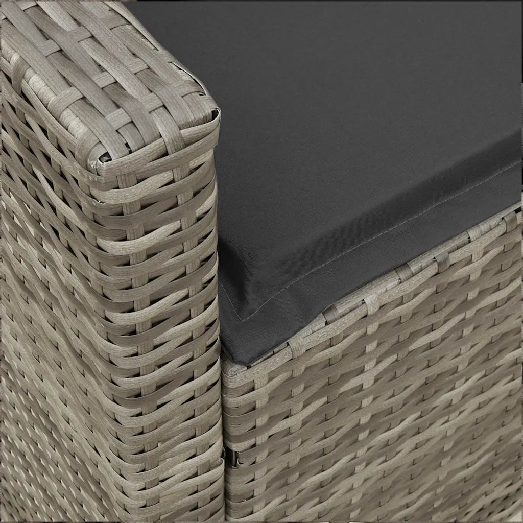 Divano da Giardino con Cuscini in Polyrattan Grigio