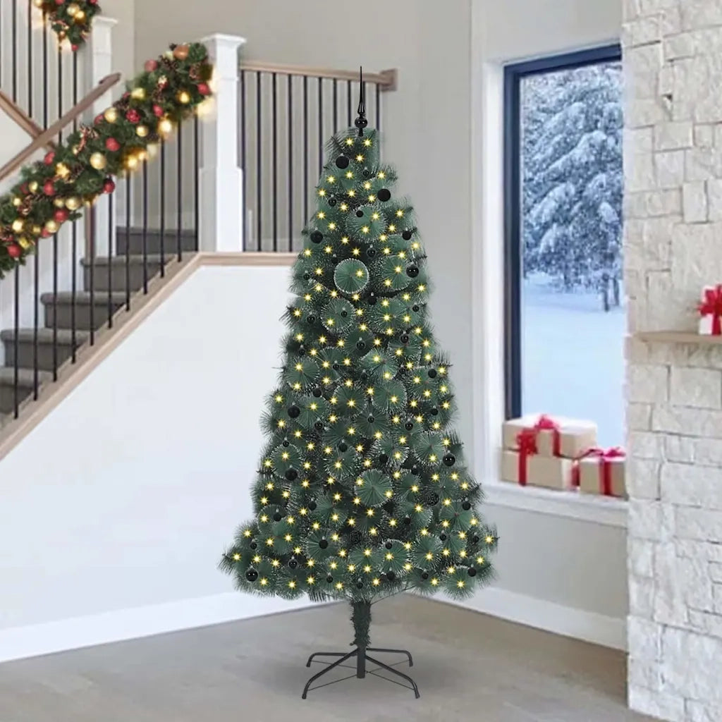 Albero di Natale | Decorazioni natalizie artificiale pre-illuminato con set di palline