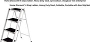 Scala a 4 gradini - Resistente - Flessibile - Portatile - Piastra antiscivolo - Acciaio - Lavori di falegnameria - Costruzione - Bianco/Nero