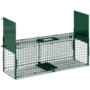 Gabbia per Animali Vivi con 2 Porte ¨C zephmum ¨C Verde Scuro Metallo 80x25x30 cm