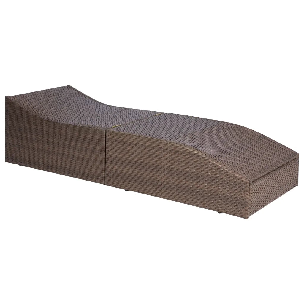 Sdraio da giardino | Lettino con Cuscino in Polyrattan Marrone