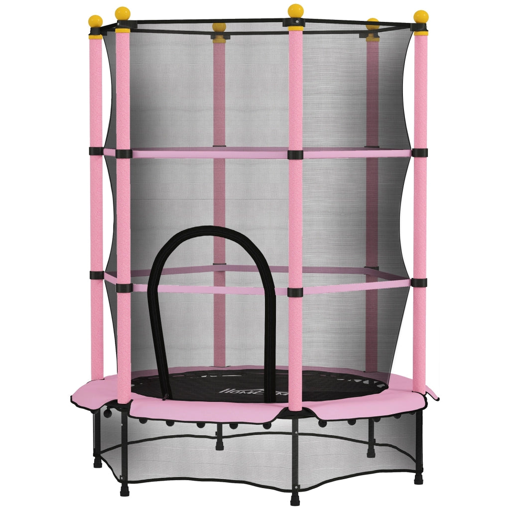 Trampolino per Bambini ?140 cm con Rete di Sicurezza ¨C Zephmum ¨C Rosa e Nero