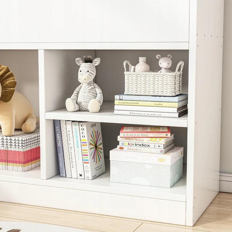 Scaffale verticale per bambini, libreria per libri e giornali, mobile per giocattoli.