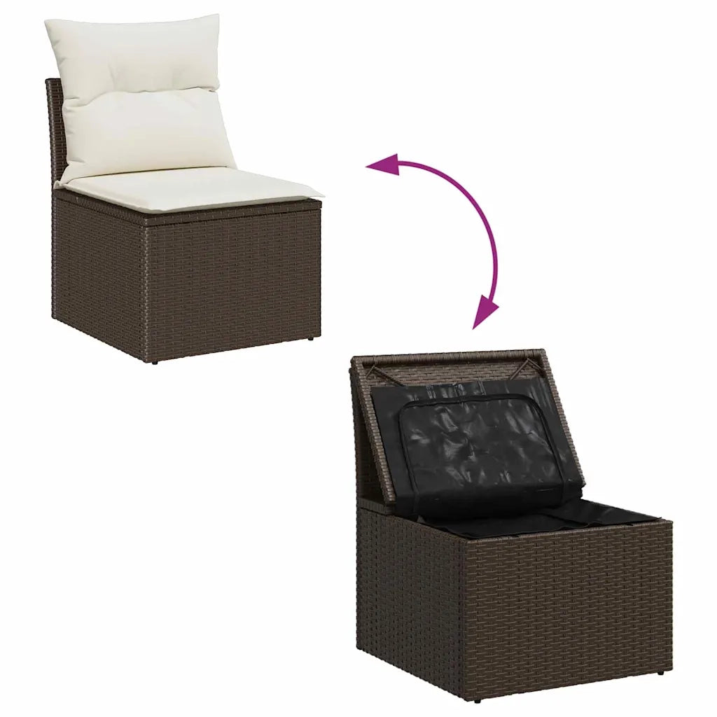 Set di divani con cuscino 7 pcs Marrone e Crema polyrattan 3355317