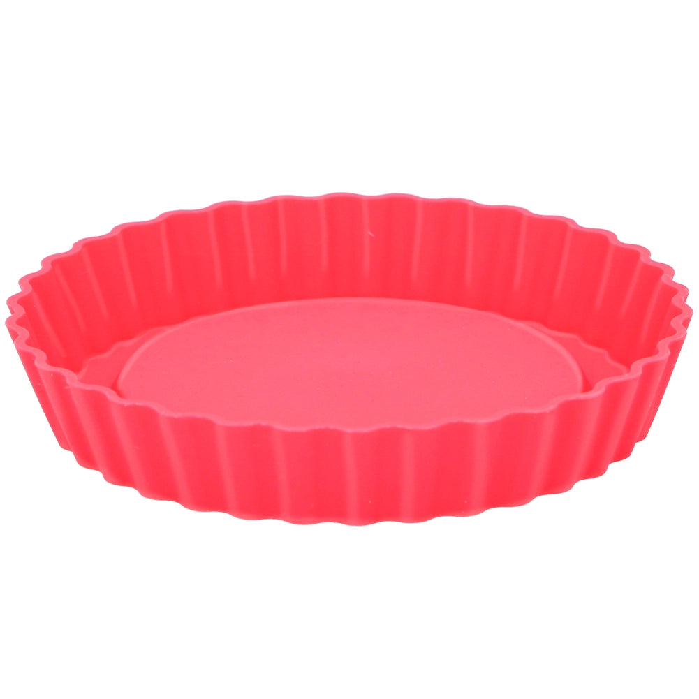 Set 4 Forme di Silicone per Dolci e Torte Salate 12,4 x 2,2 cm Rosa e Rosso