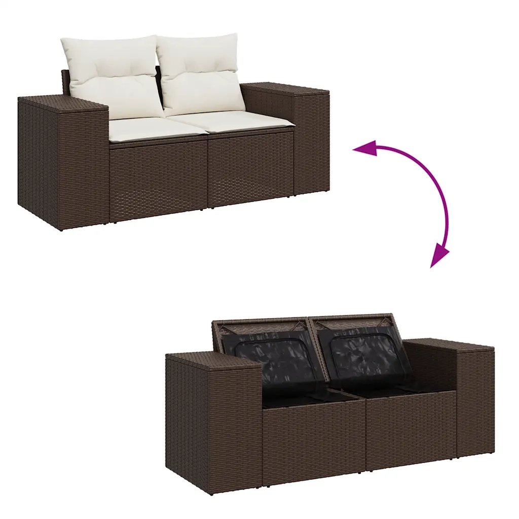 Set Divani da Giardino 11 pz con Cuscini Polyrattan Marrone 3326874