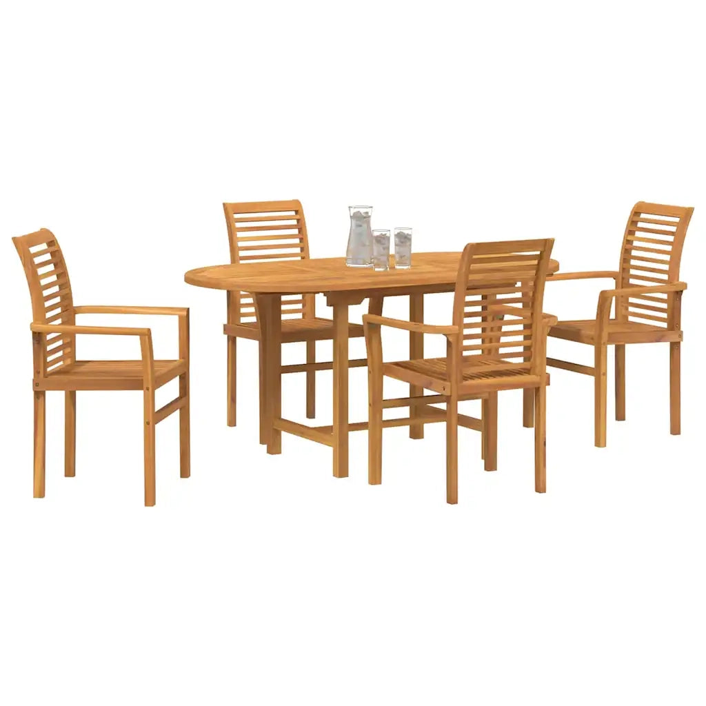 Set da Pranzo per Giardino 5 pcs Marrone Legno di teak solido