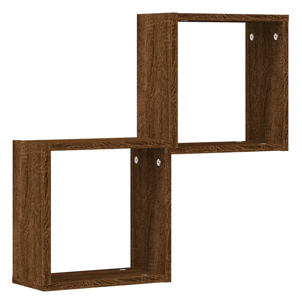 Mensole a Cubo 2 pz Rovere Marrone 30x15x30 cm 815885