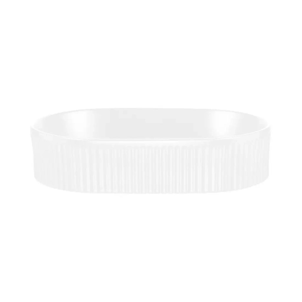 Set bagno VANO bianco 80cm: mobile sottolavabo con cassetti + piano per lavabo bianco + lavabo da appoggio scanalato bianco