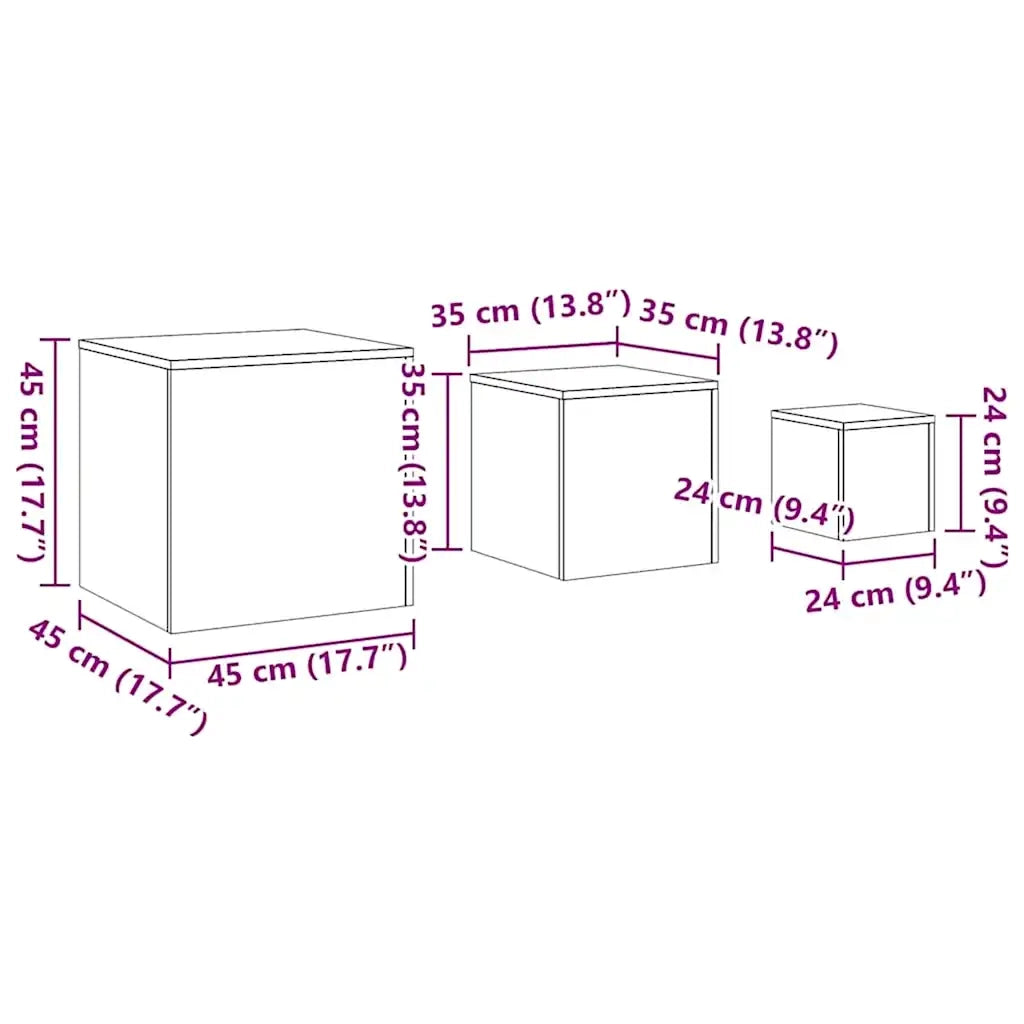 Tavolini 3 pz Rovere Sonoma in Truciolato 808588