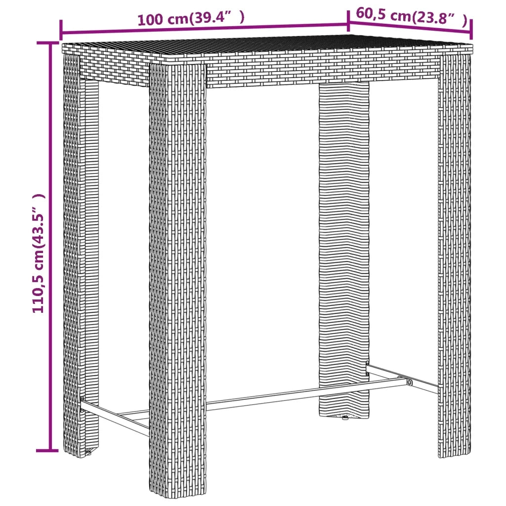 Set Bar Giardino 5pz | Set Salotto da Giardino Grigio Polyrattan e Legno Massello Acacia