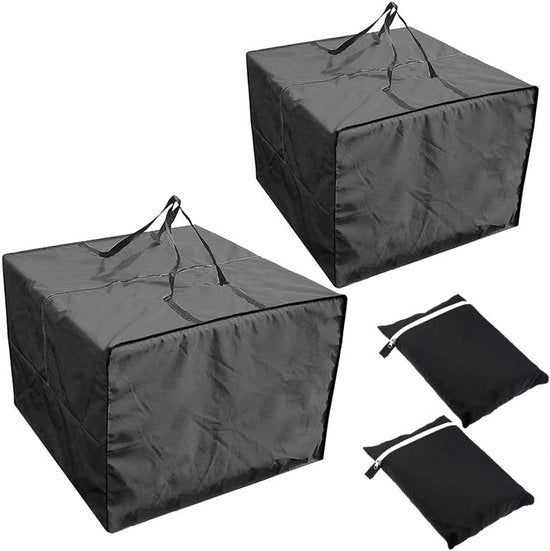 Cuscini quadrati per esterno per mobili con tasche di stoccaggio impermeabile Oxford per poltrone e divani (2 pezzi - Nero)
