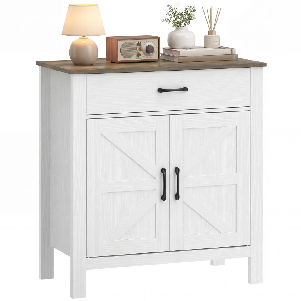 Mobile buffet salvaspazio ¨C Xylo ¨C 2 ante stile fienile, cassetto, ripiano regolabile, 77x39,3x81,5 cm