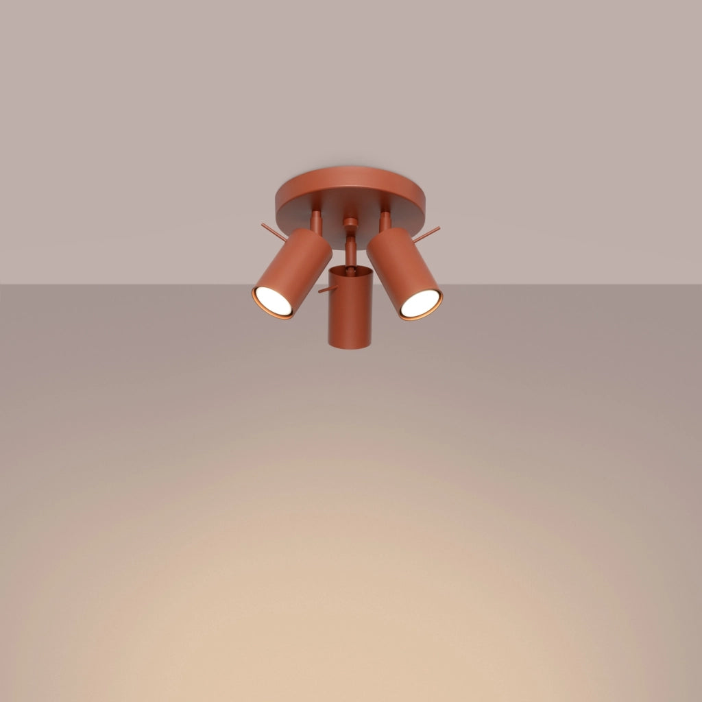 Lampada da soffitto RING 3P rosso ocra