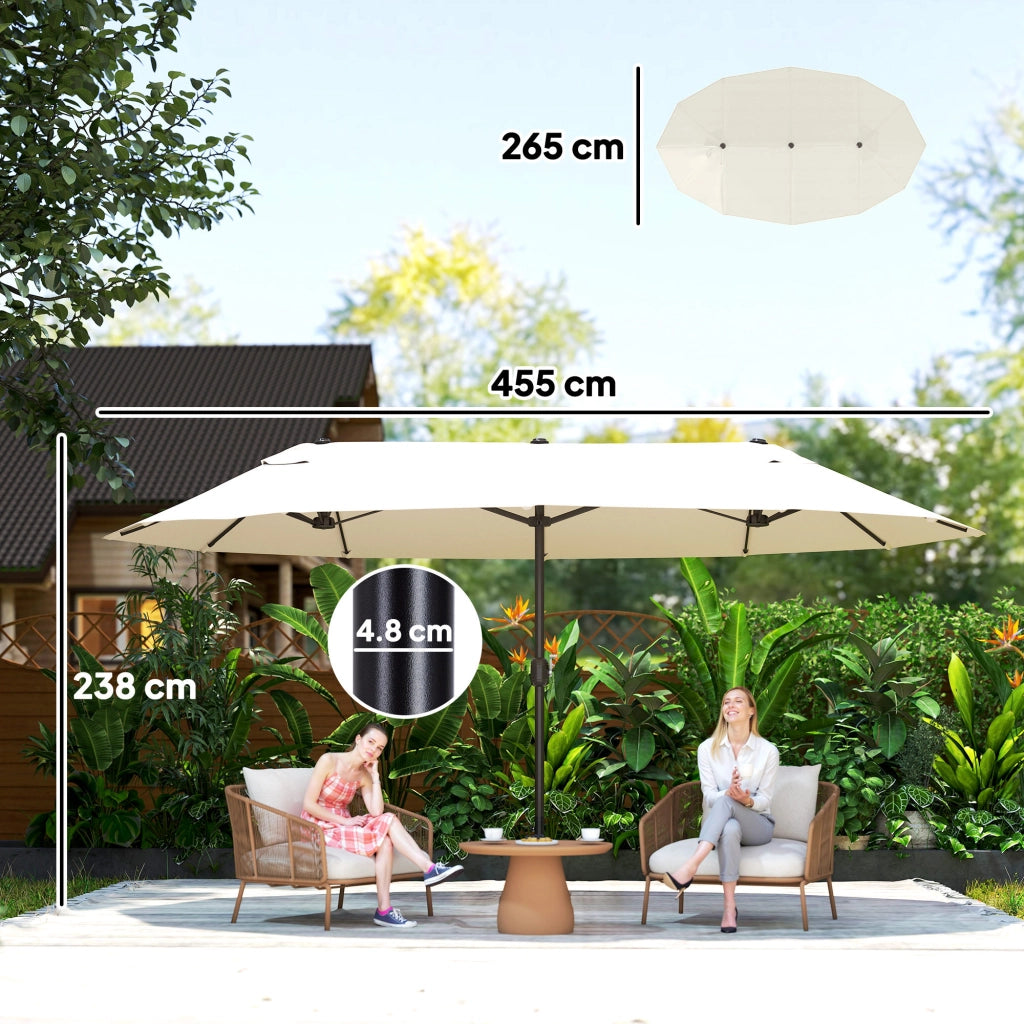 Ombrellone da Giardino Doppio 12 Stecche ¨C zephmum ¨C Beige 4.6x2.7 m