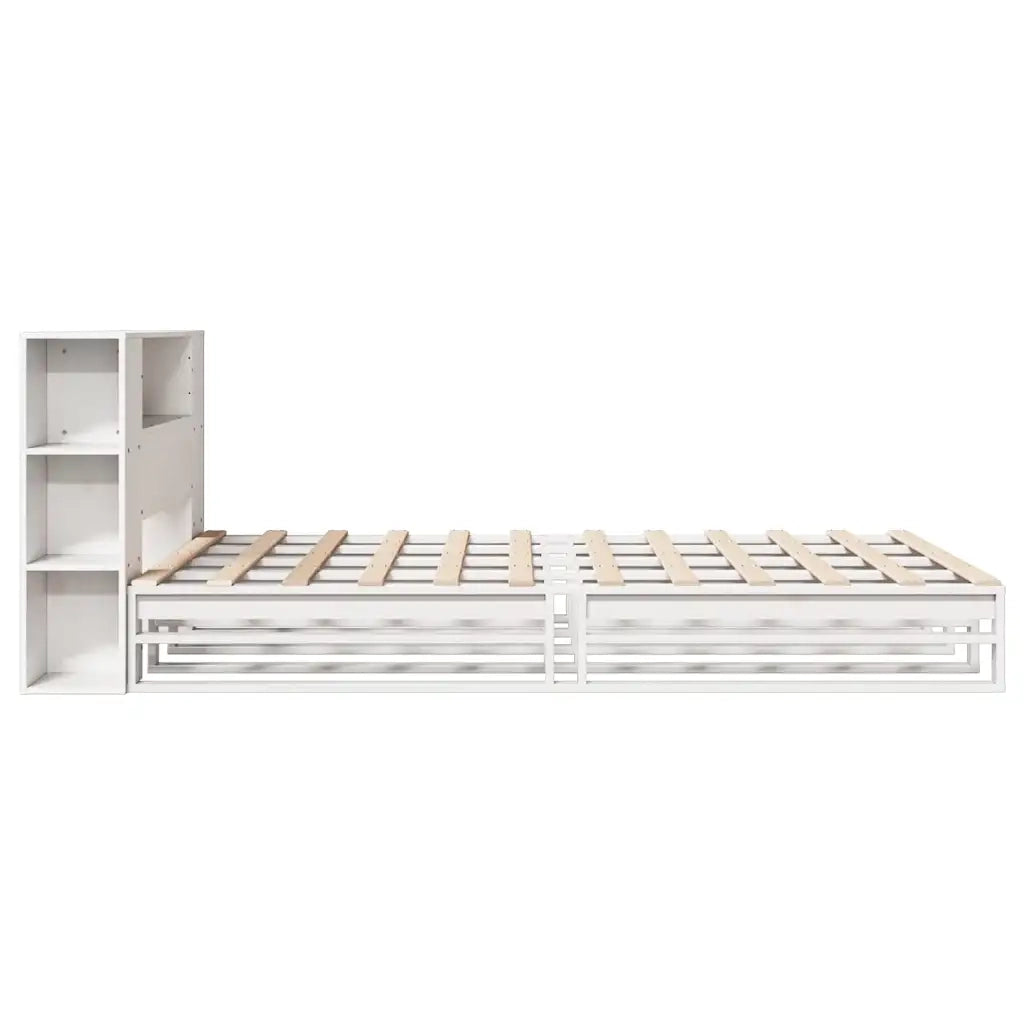 Letto Libreria senza Materasso Bianco 140x200 cm Legno Massello 3323876