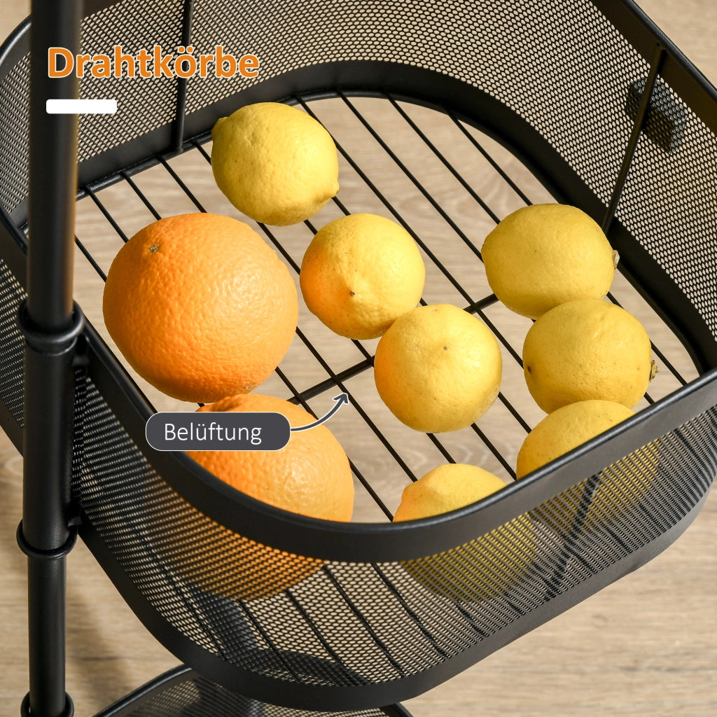 Carrello da cucina con 4 livelli girevole ¨C Minimal ¨C 33x33x77 cm nero