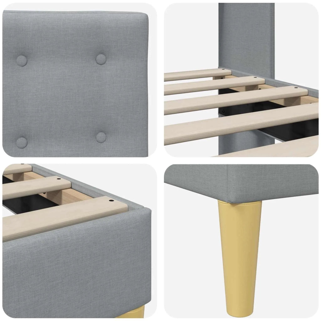 Letto singolo | Letto per adulti | Struttura del letto Grigio Chiaro 90 x 190 cm Tessuto