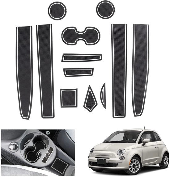 Antislittanti per FIAT 500/ Abarth 595, mattoncini in gomma, mattoncini per console centrale, mattoncini per vano porta, compatibili con FIAT 500 Abarth 595 (bianchi)