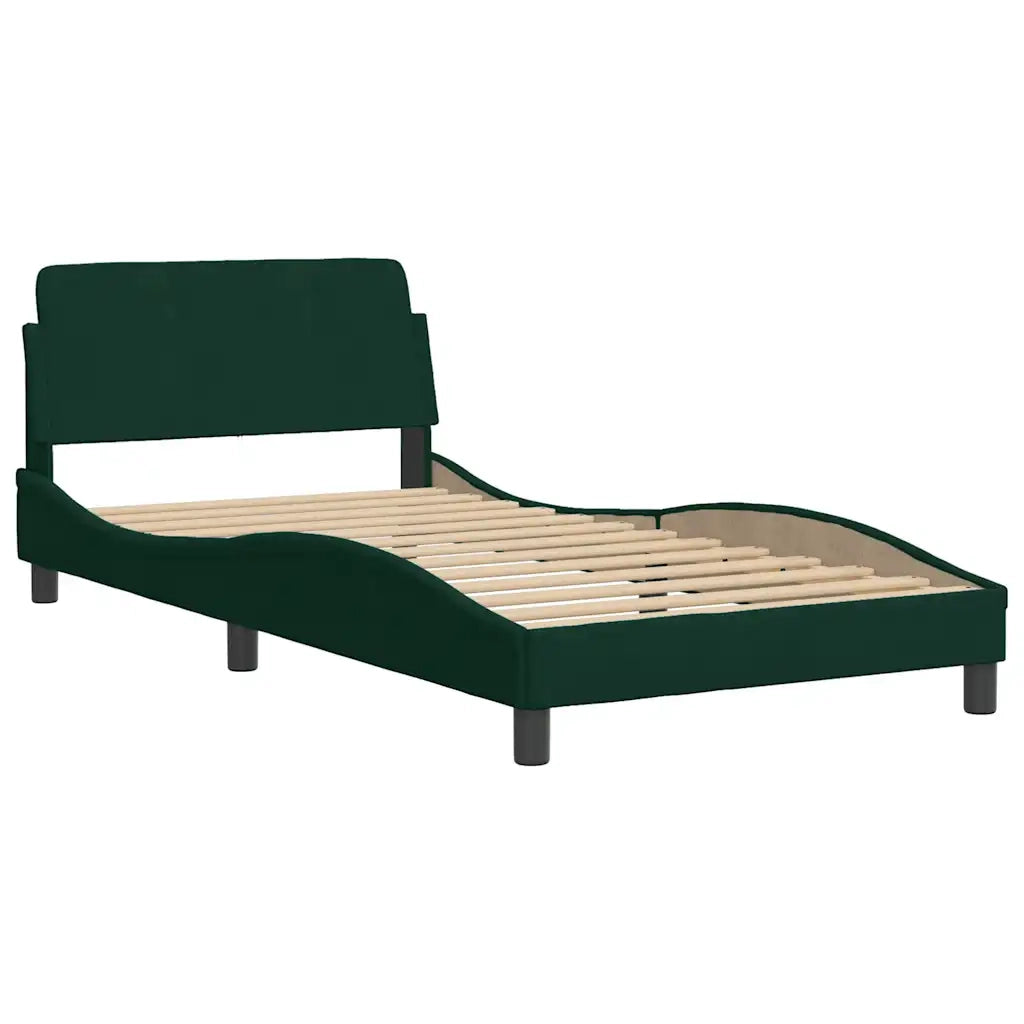 Letto singolo | Letto per adulti | Giroletto Dover Verde Scuro 100x200 cm in Velluto