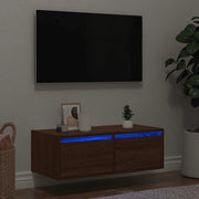 Mobile Porta TV con Luci LED-Mobile per TV-Credenza TV Rovere Marrone 75x35,5x25 cm