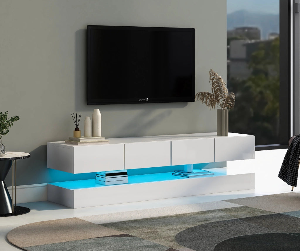 Cassettiera TV bianca in MDF lunghezza 130 cm
