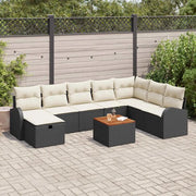 Set Divano da Giardino con cuscino 9 pcs Nero Poly Rattan 3360855