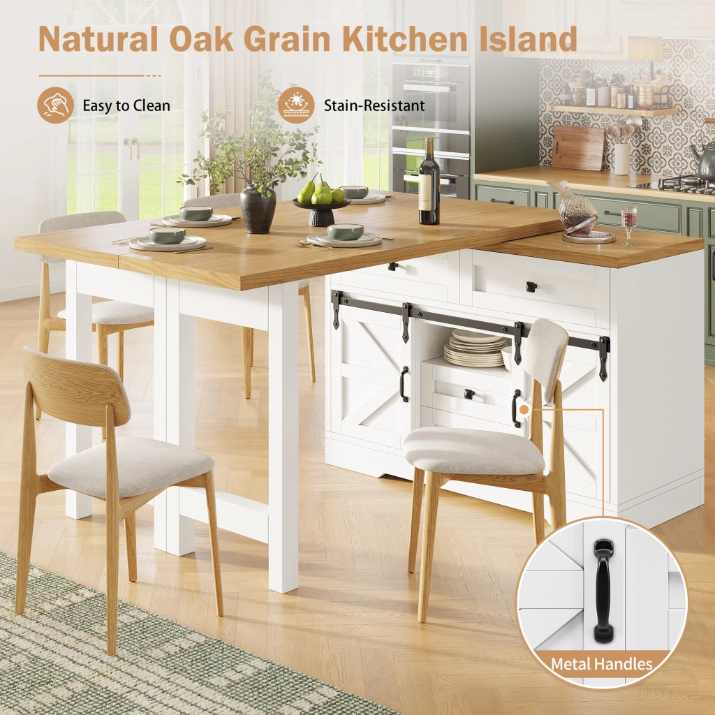 Tavolo da pranzo con mobile laterale e piano girevole 360 per cucina e sala da pranzo in MDF bianco 120 × 40 × 72 cm