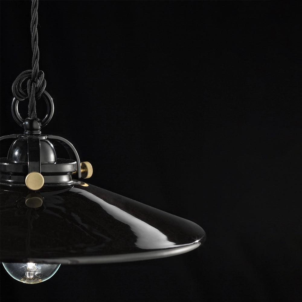 Sospensione Industrial Minimal B&W Metallo Smaltato Nero 1 Luce E27 42Cm