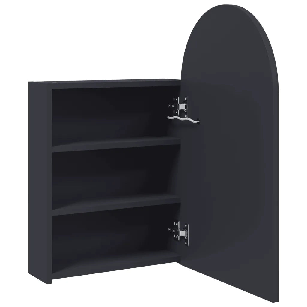 Armadietto Bagno | Armadio da bagno con Specchio e LED ad Arco Grigio 42x13x70 cm