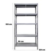 SCAFFALE IN METALLO MACISTE 120 X 50 X 195 H 5 PIANI KG 260 SENZA BULLONI