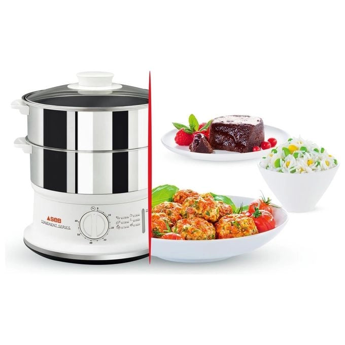 Tefal VC1451 pentola a vapore 2 cestello/i Superficie piana Acciaio inossidabile, Bianco