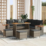 Set Divano da Giardino con cuscino 10 pcs Grigio polyrattan