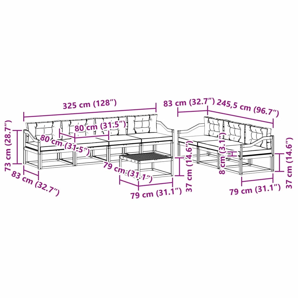Set di divani da esterno 7 pz Bianco e Grigio Chiaro 3386180