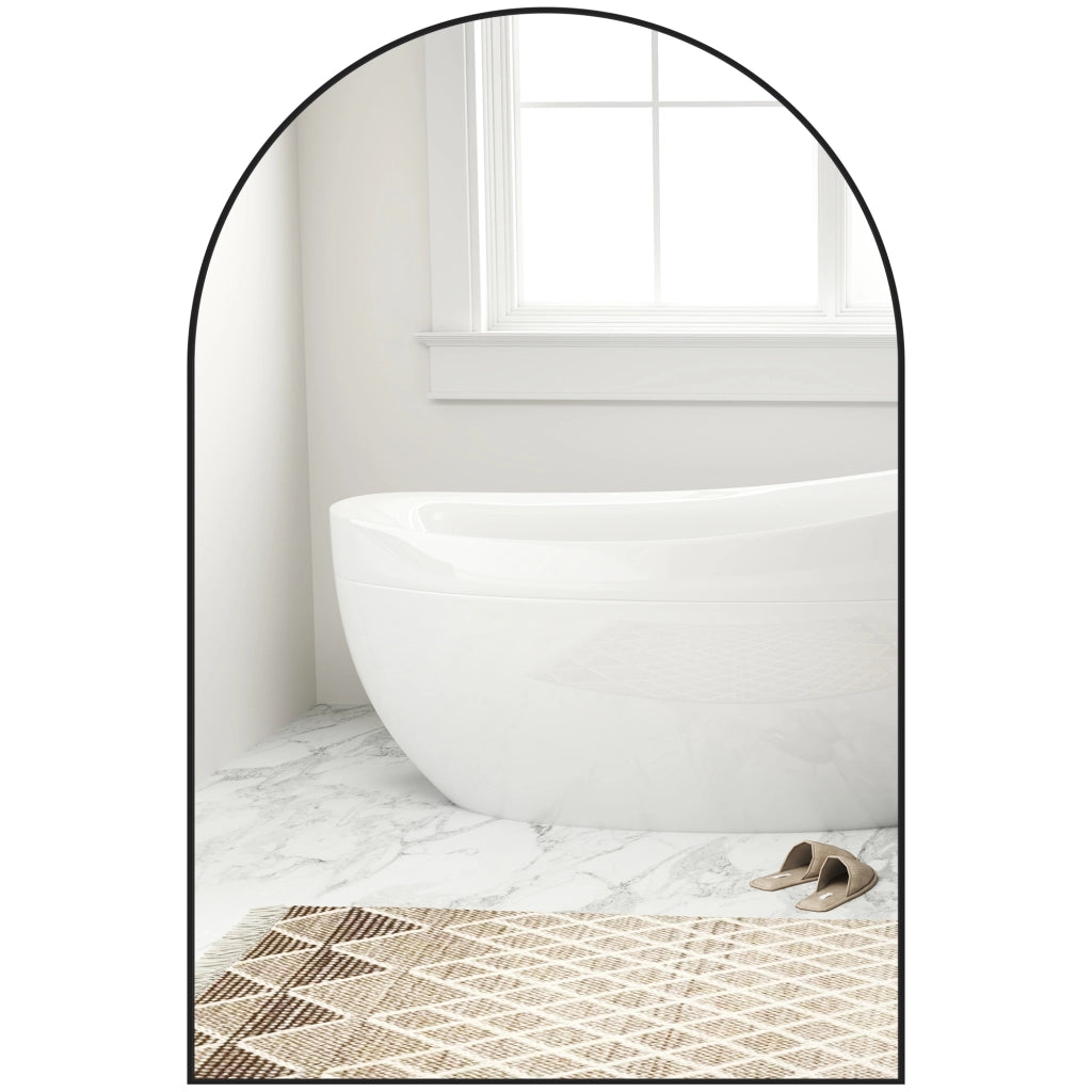 Specchio da parete con cornice in alluminio per bagno ¨C zephmum ¨C 60x90 cm nero
