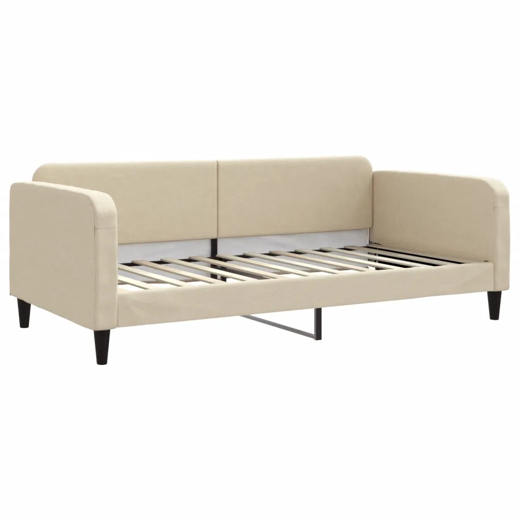 Divano Letto con Materasso Crema 100x200 cm in Tessuto 3196807