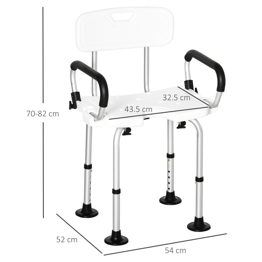 EasyComfort Sedia per doccia per Anziani, Disabili e Donne Incinte Imbottita con forma a U, 54x52x70-82cm, Bianco