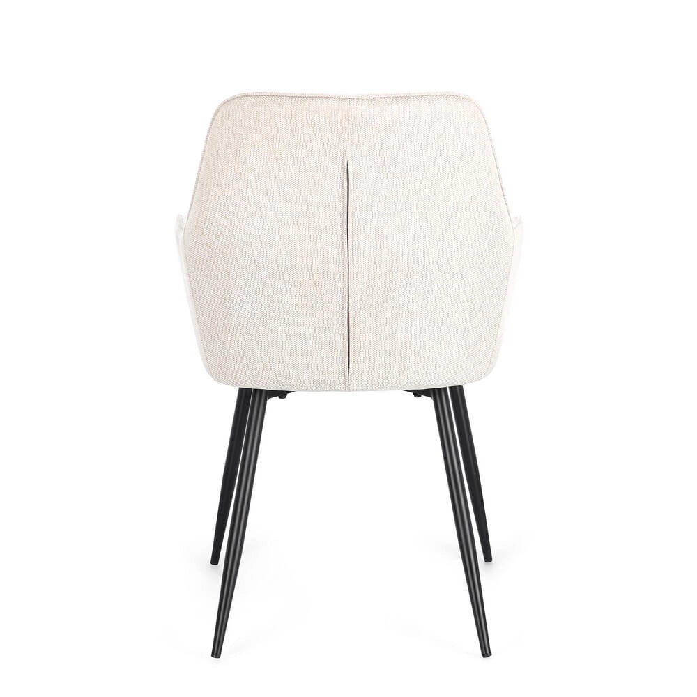 Set di 2 Sedie con Braccioli Imbottite in Tessuto Gambe in Acciaio - KYLE