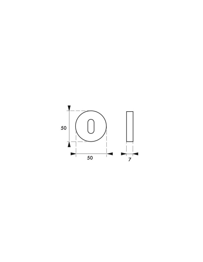 Coppia di rosette tonde Ø 50 mm con foro chiave, nichel satinato – THIRARD