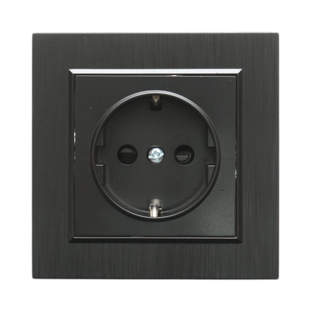 Presa schuko da incasso nera 220V, 16A, ABS 80x80mm