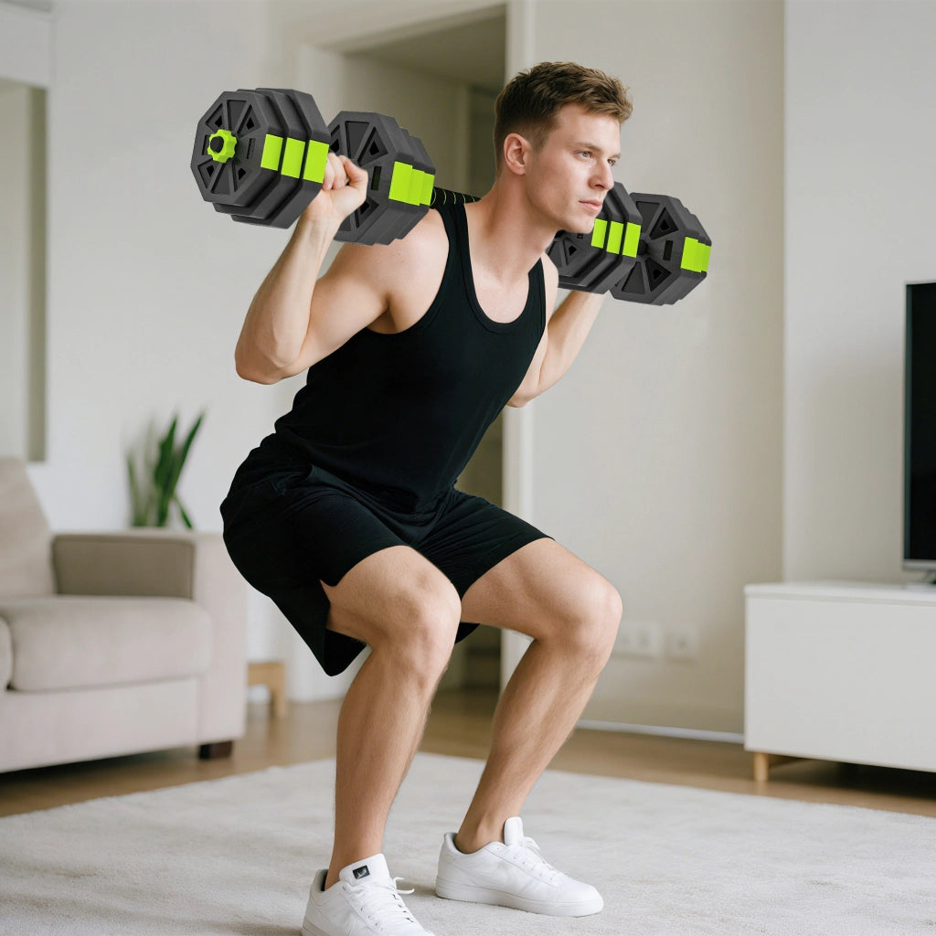 Set di manubri regolabili 25 kg ¨C Minimal ¨C 6 in 1 kettlebell barra manubri