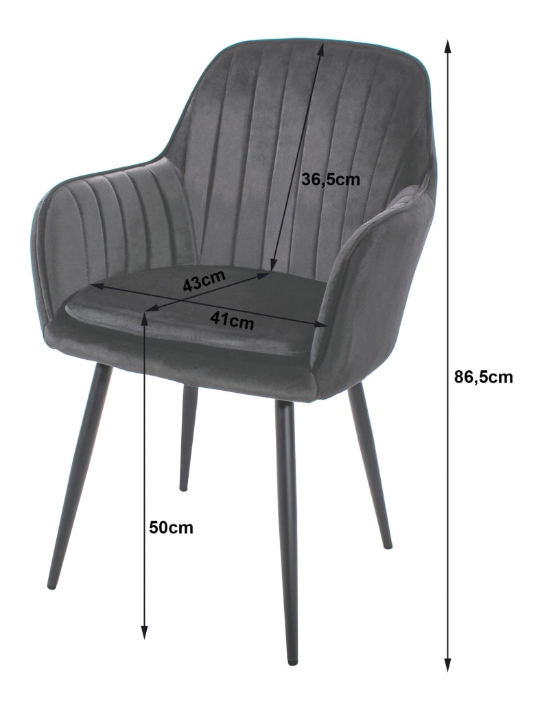 Sedia VALORA LUGO - Velluto grigio scuro con gambe nere