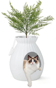 Cattile 2-in-1, 63 litri, smaltimento intelligente e sterilizzazione con cancello, stile vaso di fiori con pianta in plastica, sassi e cucchiaio