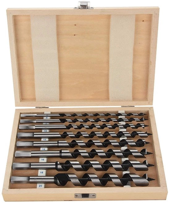 Set di Forbici a Spirale per Legno - 8 pezzi - Acciaio di Carbonio Ultra Resistente - Precisamente Lavorato - Adatto per Lavorazione del Legno