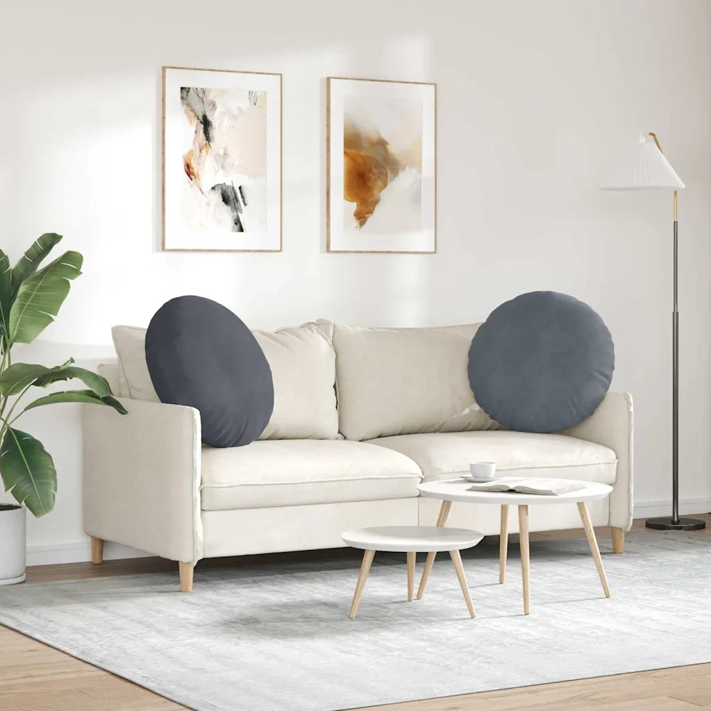 Cuscini per Seduta 2 pcs Grigio scuro Ø 40 x 13 cm Velluto 42014249
