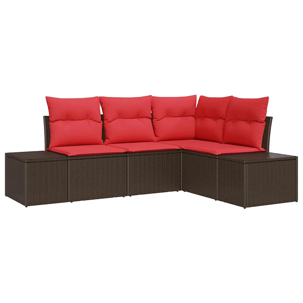 Set Divano da Giardino con cuscino 4 pcs Marrone polyrattan 3347044