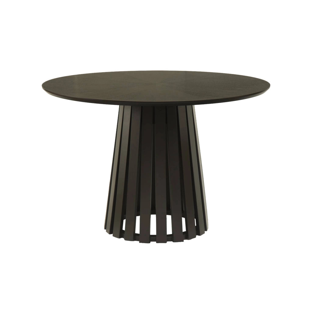 Tavolo da pranzo rotondo in legno di hevea impiallacciato rovere, 4