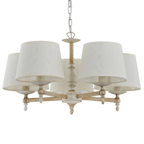 Lampadario sospeso classico Roksana 5xE14 bianco Alfa