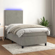 Letto a Molle Materasso e LED-Struttura Letto con Materasso Grigio Chiaro 80x200 cm Velluto 109297